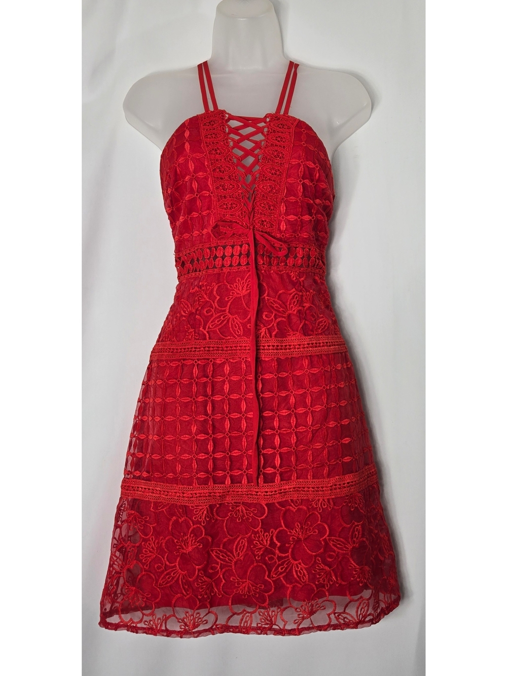 Maniju Red Lace Dress